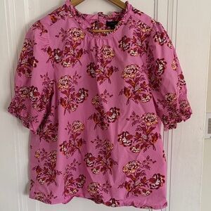 J. Crew Pink Floral Blouse